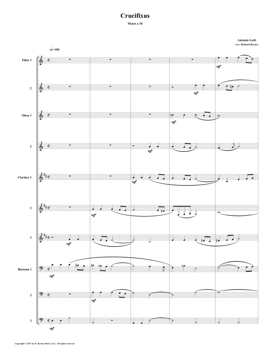 Crucifixus a 10 by Antonio Lotti (Woodwind Choir) Woodwind Ensemble scores gallery preview page 1