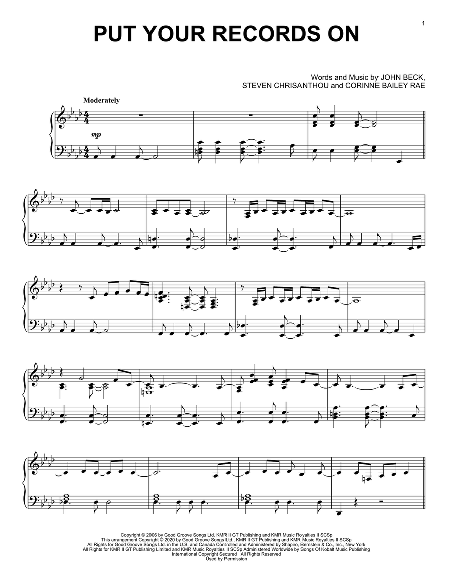 Put Your Records On Piano Solo scores gallery preview page 1