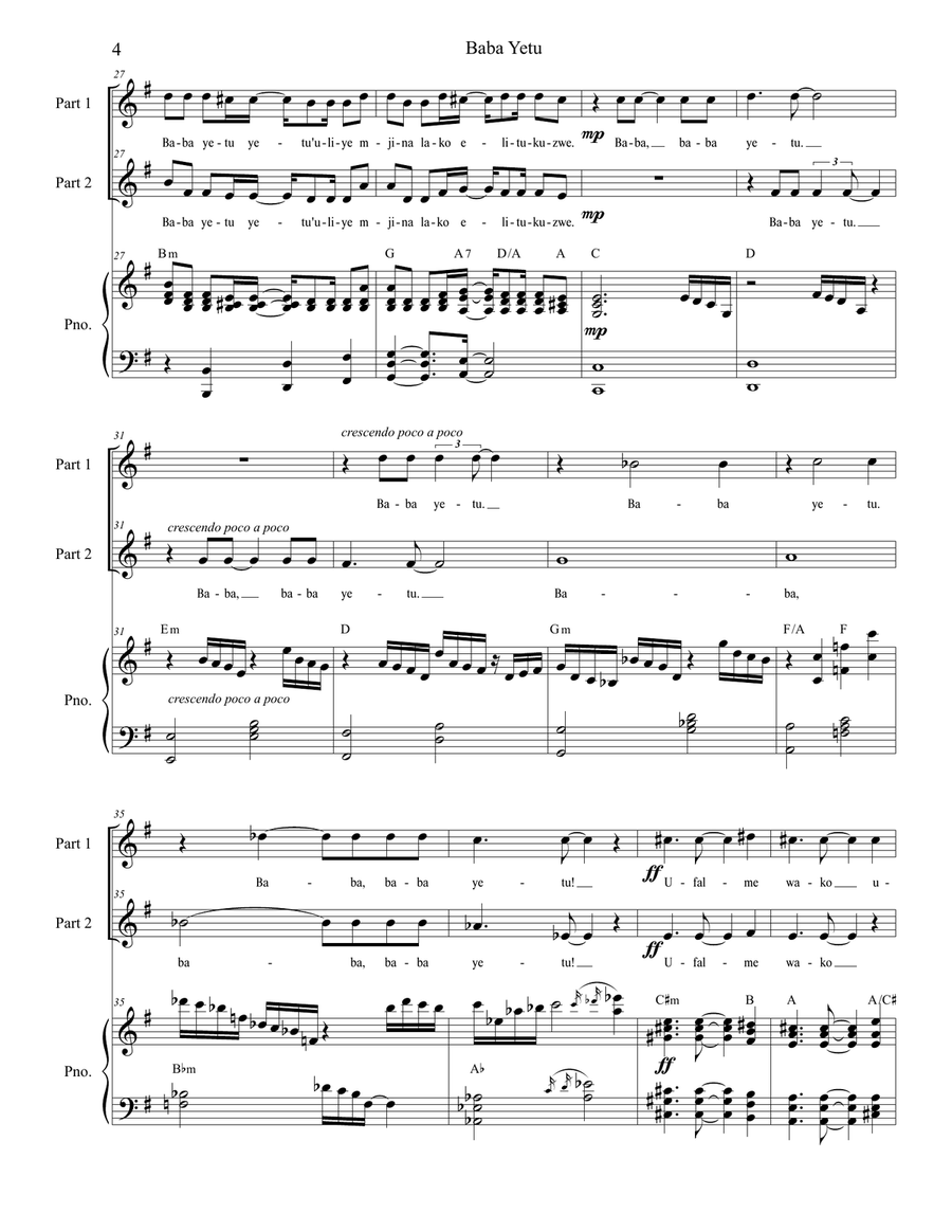 Baba Yetu 2-Part scores gallery preview page 4