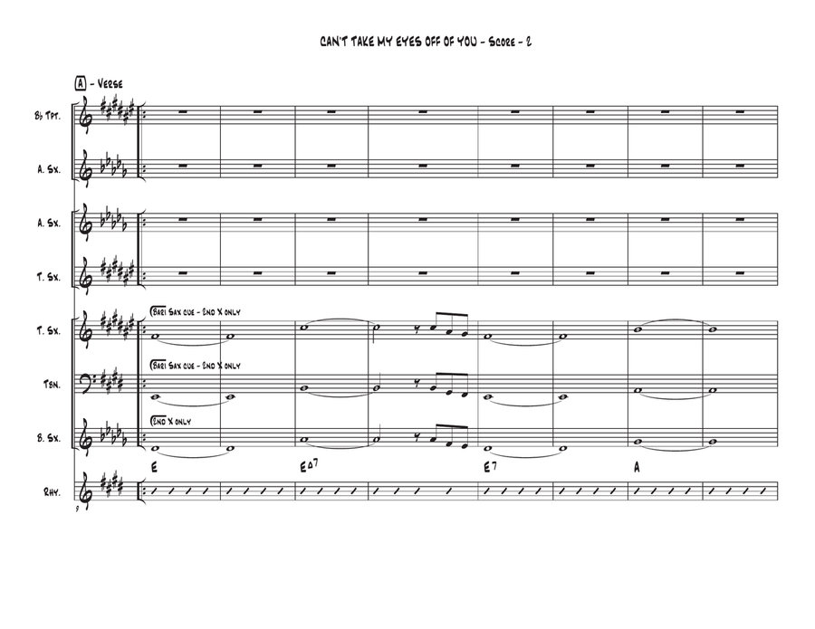 Can't Take My Eyes Off Of You Tenor Saxophone scores gallery preview page 2