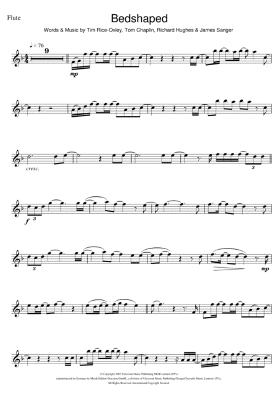 Bedshaped Flute Solo scores gallery preview page 1