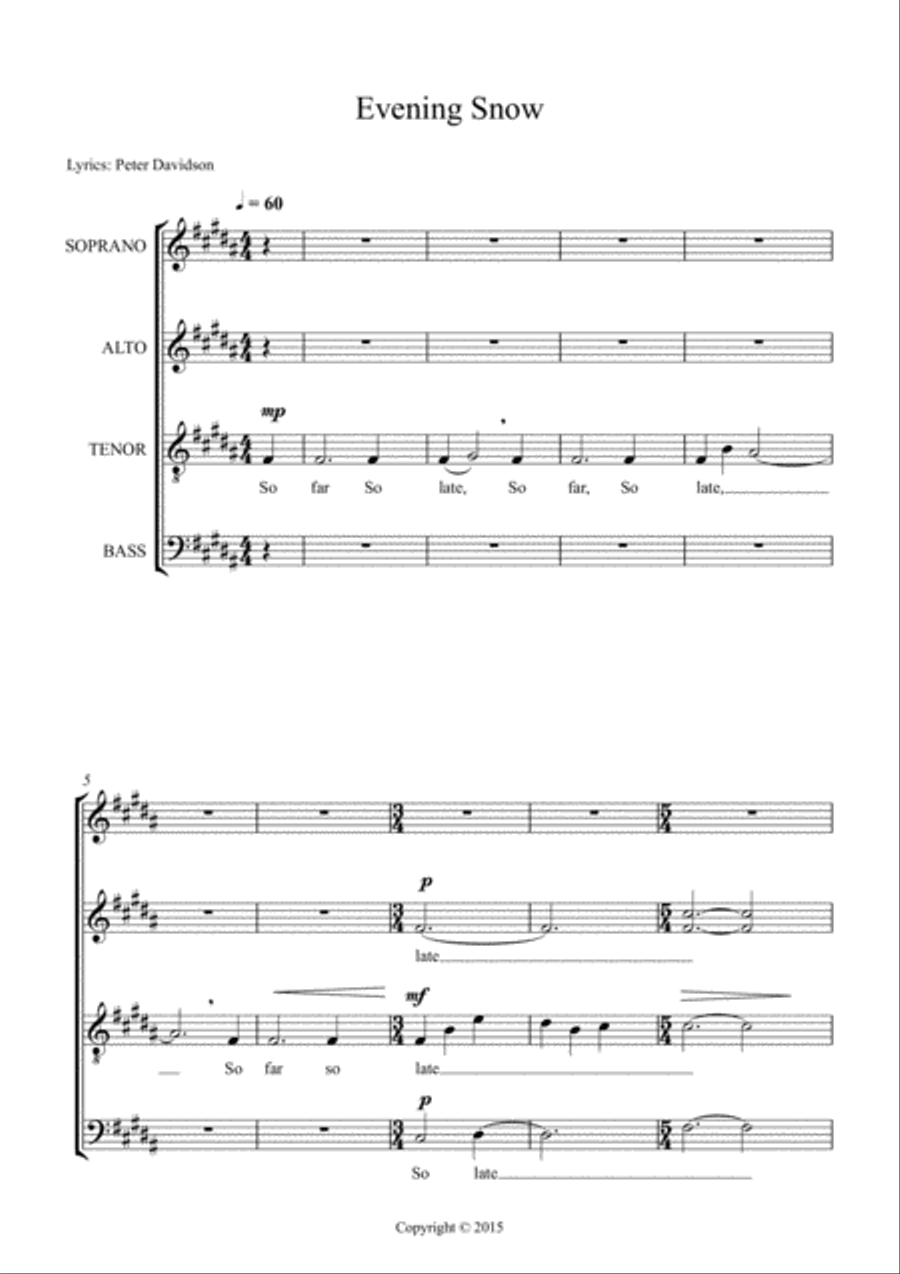 Evening Snow 4-Part scores gallery preview page 2