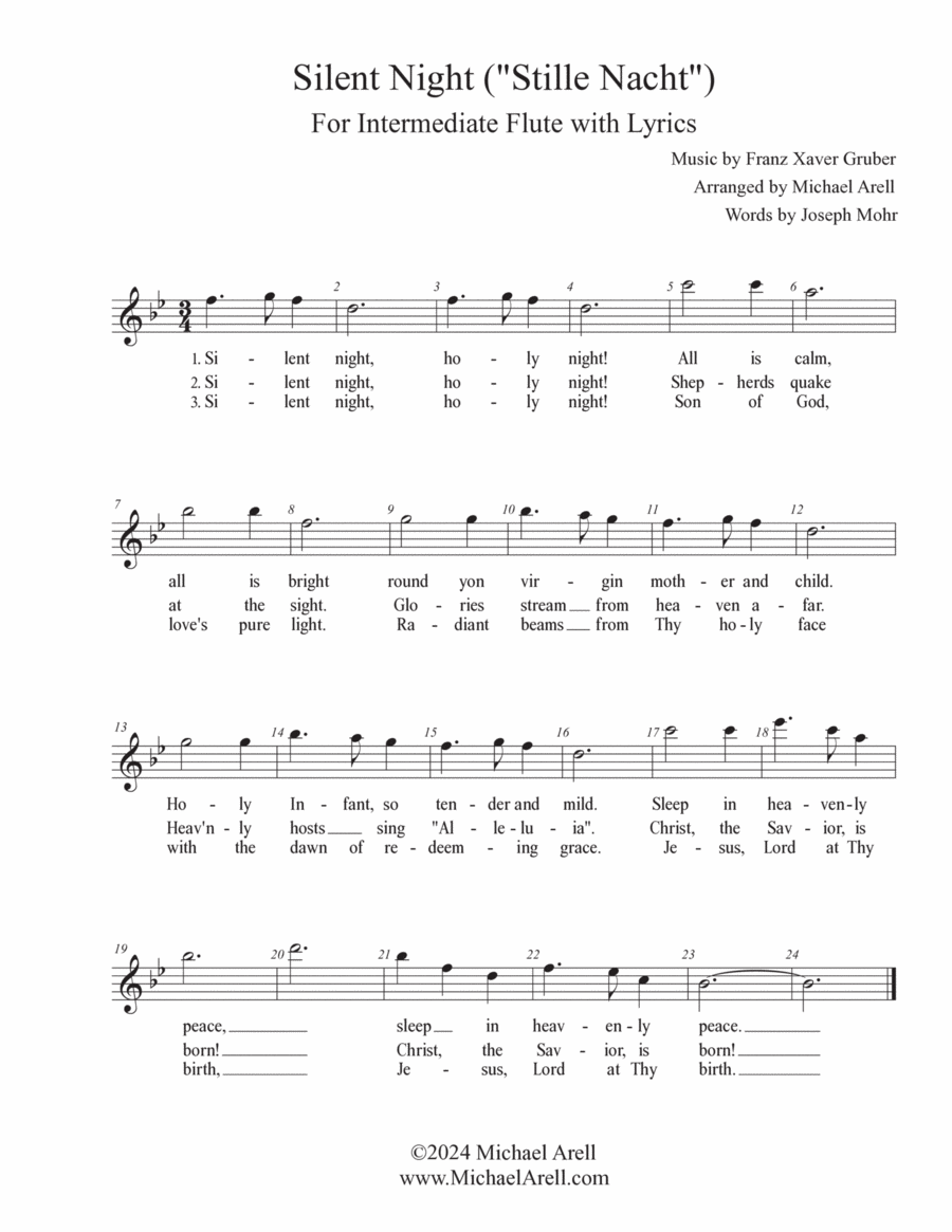 Silent Night for Flute Silent Night for Flute Flute Solo scores gallery preview page 1