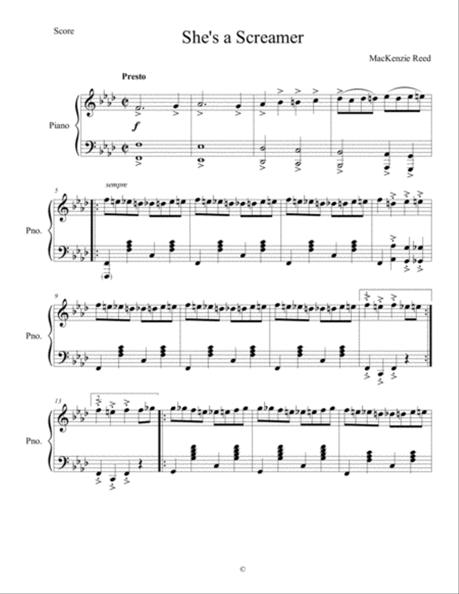 She's a Screamer Piano Solo scores gallery preview page 1