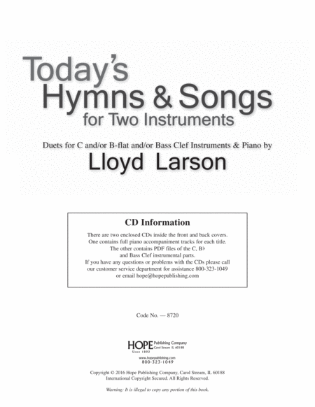 Today's Hymns & Songs for Two Instruments