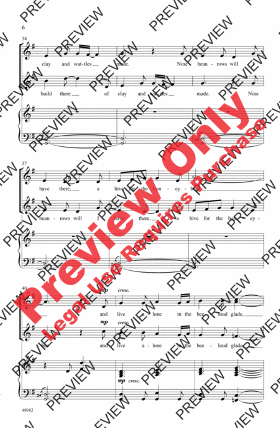 The Lake Isle of Innisfree Women's Choir scores gallery preview page 6