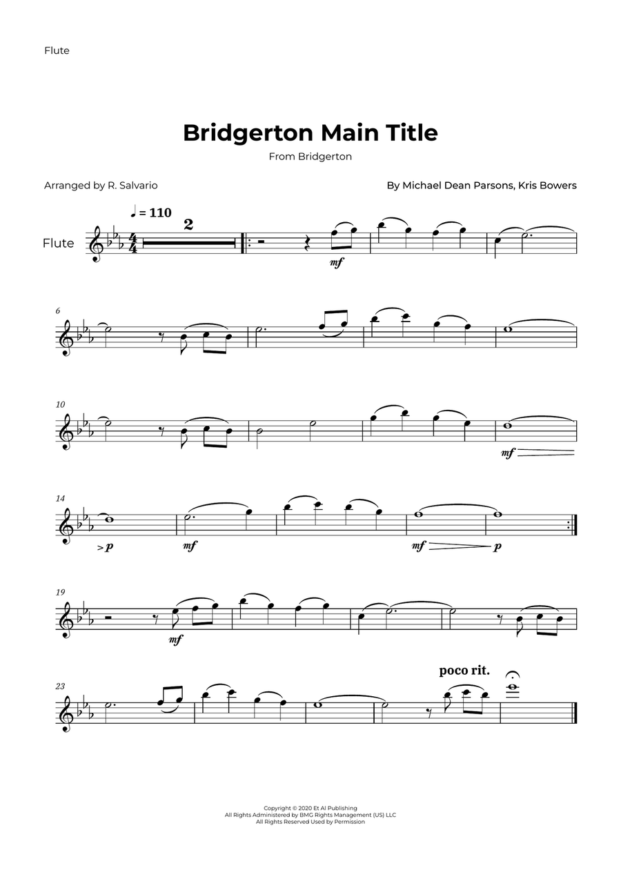 Bridgerton Main Title Woodwind Quartet scores gallery preview page 3