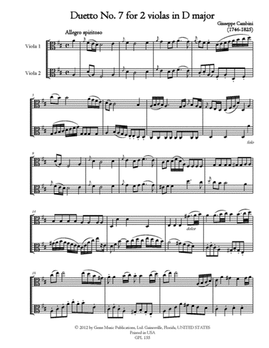 Six Duos Concertants, 2. Livre for 2 violas (#7-12)
