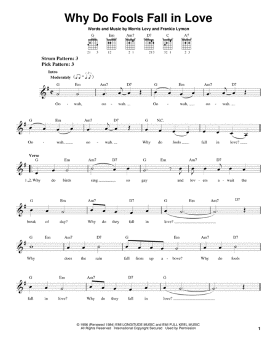 Why Do Fools Fall In Love Acoustic Guitar scores gallery preview page 1
