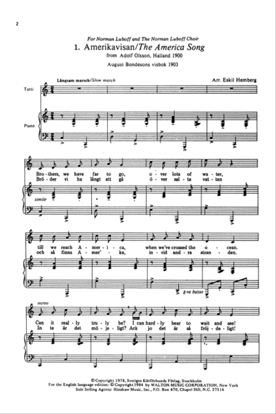 Emigrant Ballads (Rex Emigrantballader) 4-Part scores gallery preview page 2