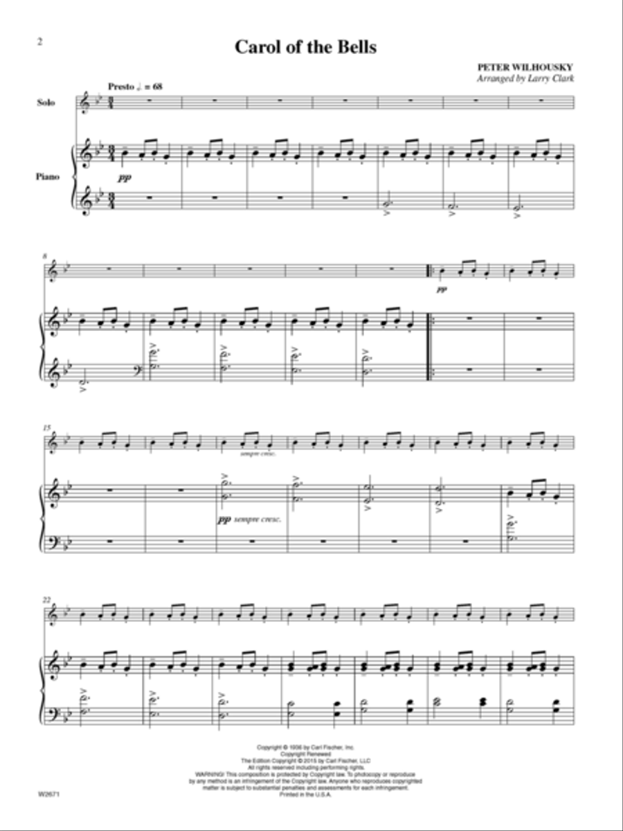 Carol of the Bells Alto Saxophone scores gallery preview page 2
