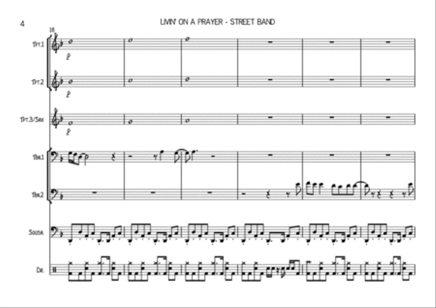 Livin' On A Prayer Brass Ensemble scores gallery preview page 4