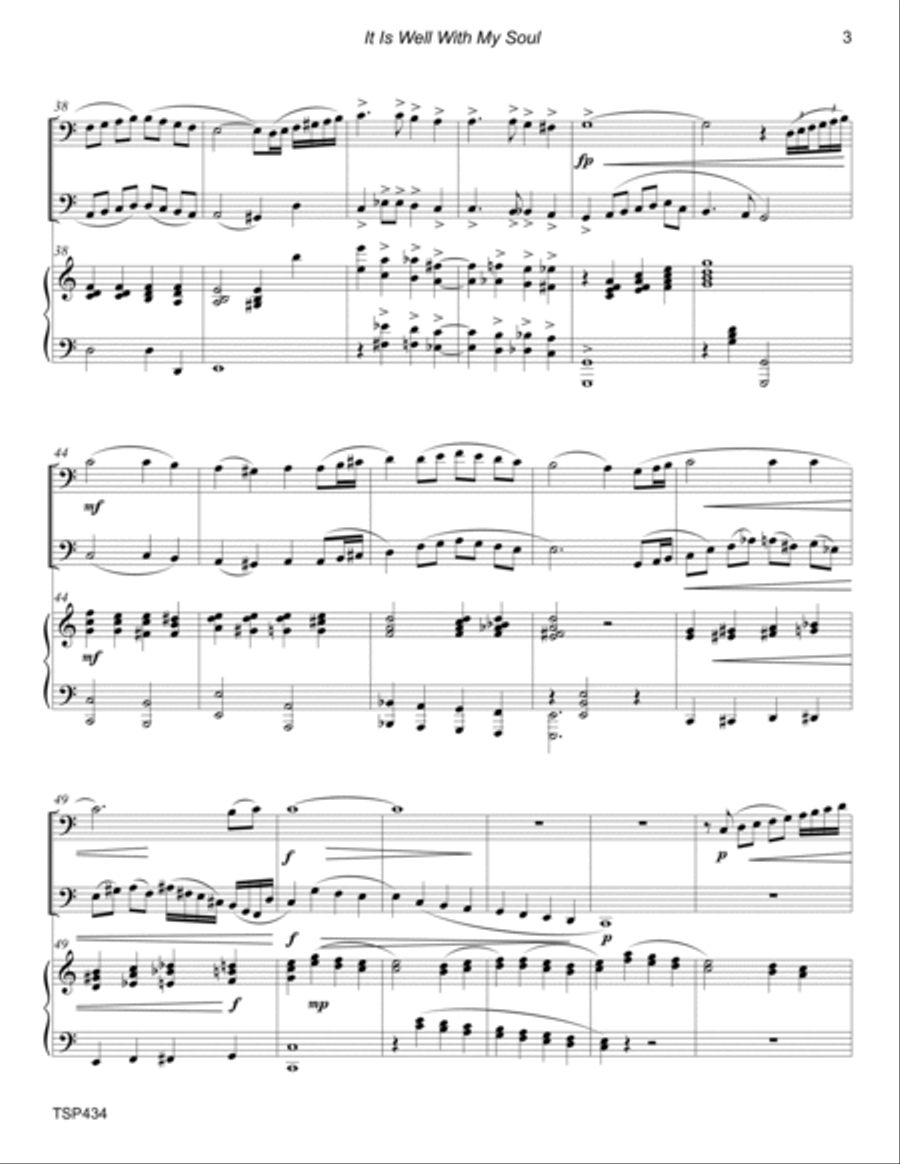 IT IS WELL WITH MY SOUL - TROMBONE & TUBA with Piano Accompaniment Brass Ensemble scores gallery preview page 3