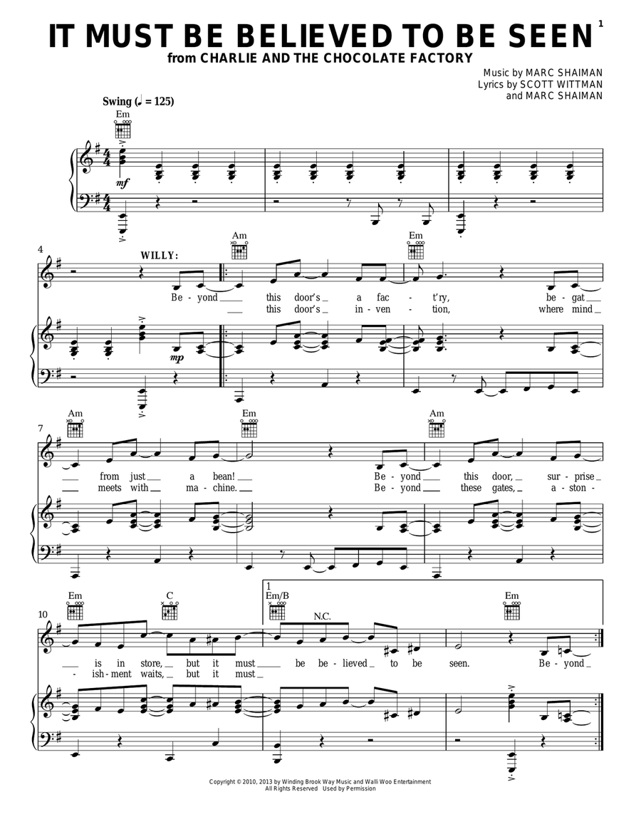 It Must Be Believed To Be Seen Piano, Vocal, Guitar scores gallery preview page 1
