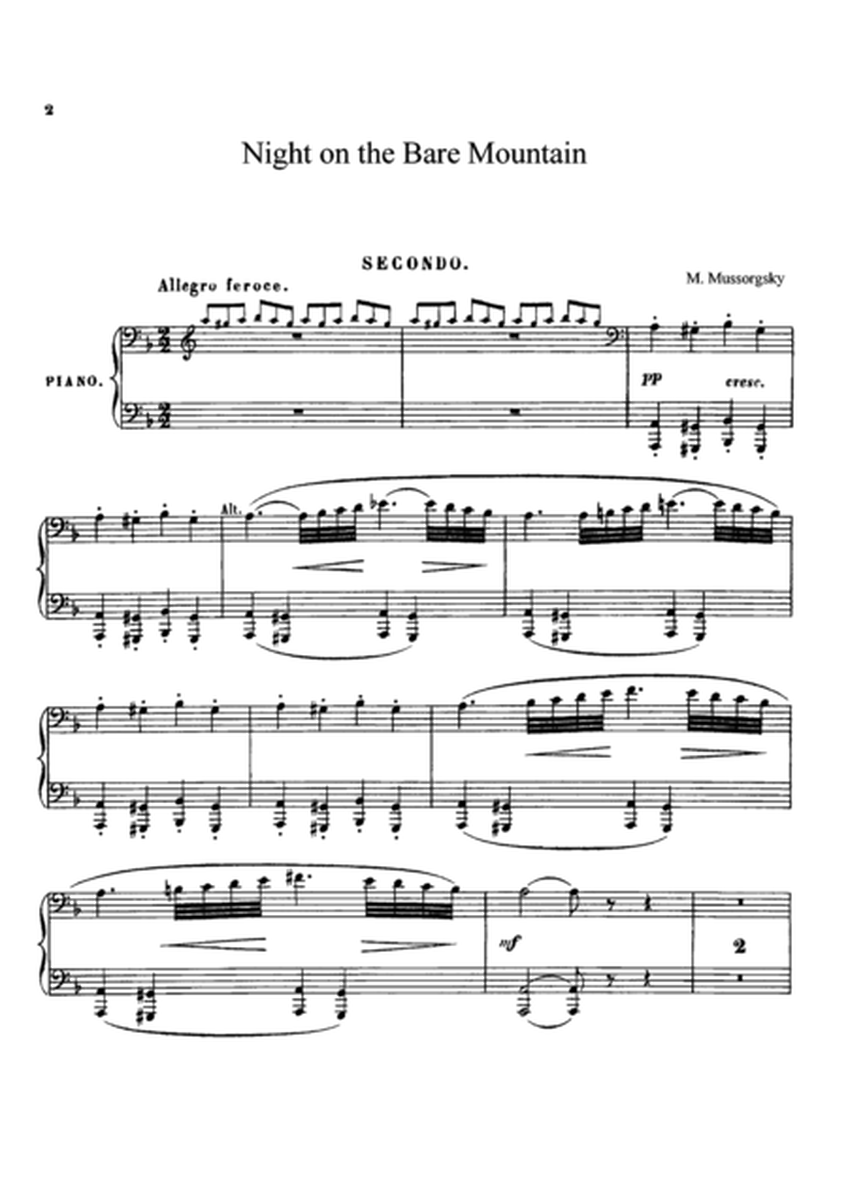 M                      ussorgsky Night on the Bare Mountain, for piano duet(1 piano, 4 hands), PM821