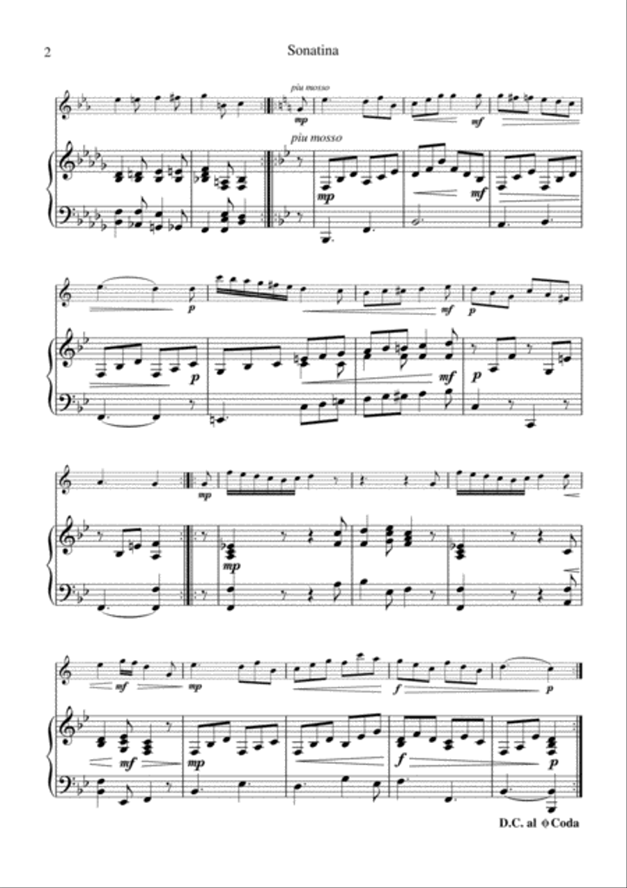 Sonatina in Bb Minor for clarinet in Bb and piano B-Flat Clarinet scores gallery preview page 3