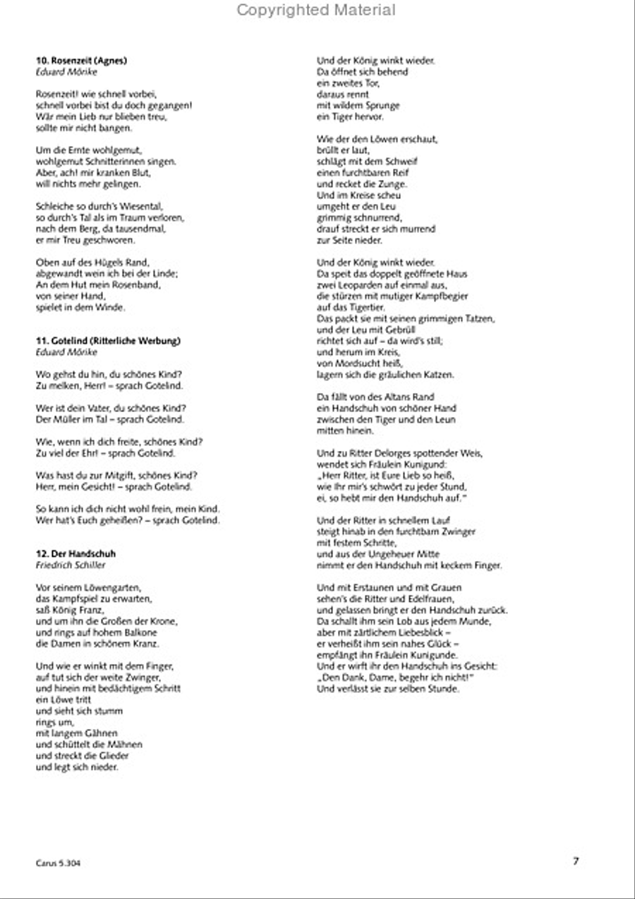Schindler: Rosenzeit. Ein Liederzyklus uber die Liebe. Chansons fur Singstimme und Klavier Piano scores gallery preview page 8