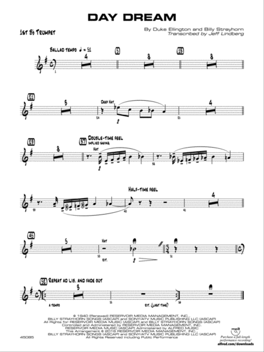 Day Dream: 1st B-flat Trumpet Jazz Ensemble scores gallery preview page 1