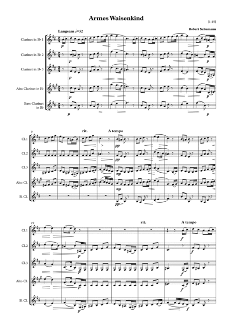 4 Pieces from Album für die Jugend - Robert Schumann Woodwind Quartet scores gallery preview page 4