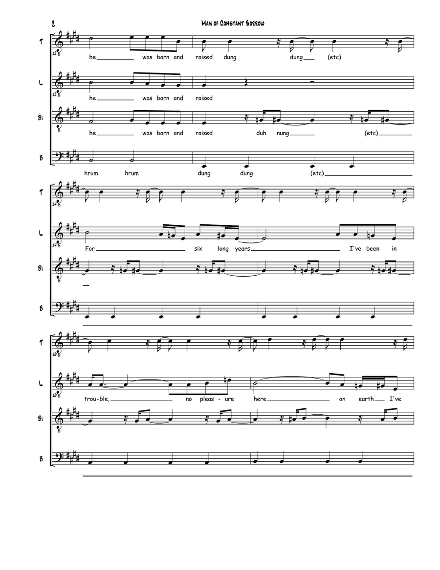Man of Constant Sorrow Man of Constant Sorrow TTBB scores gallery preview page 2