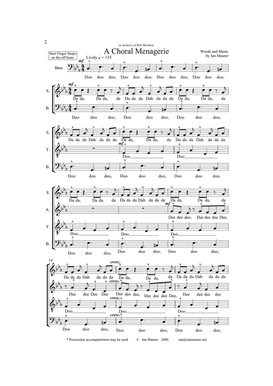 A Choral Menagerie Choir scores gallery preview page 2
