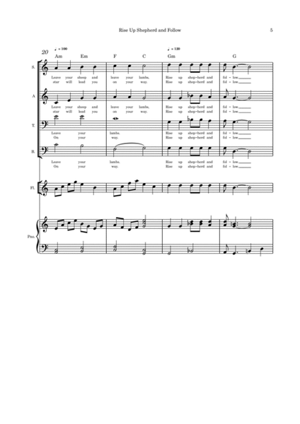Rise Up Shepherd and Follow SATB flute and piano image number null