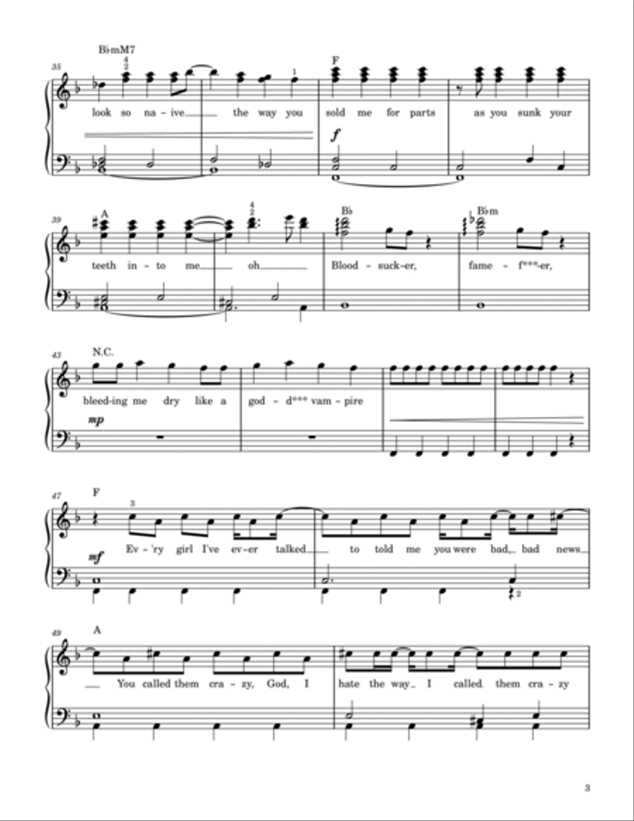 Vampire Piano Solo scores gallery preview page 3