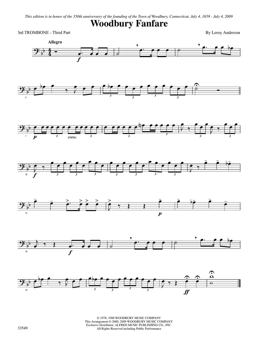 Woodbury Fanfare: 3rd Trombone