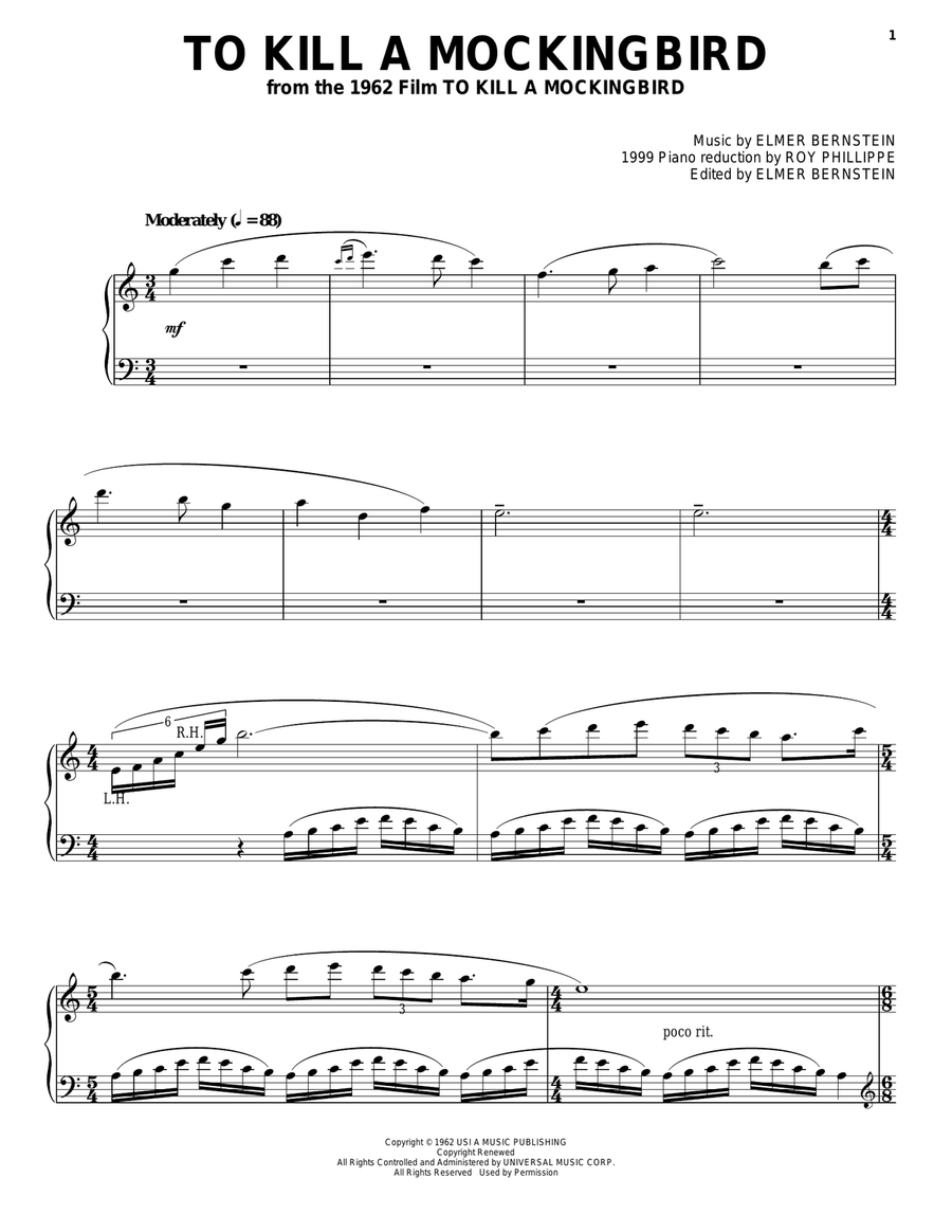To Kill A Mockingbird Piano Solo scores gallery preview page 1