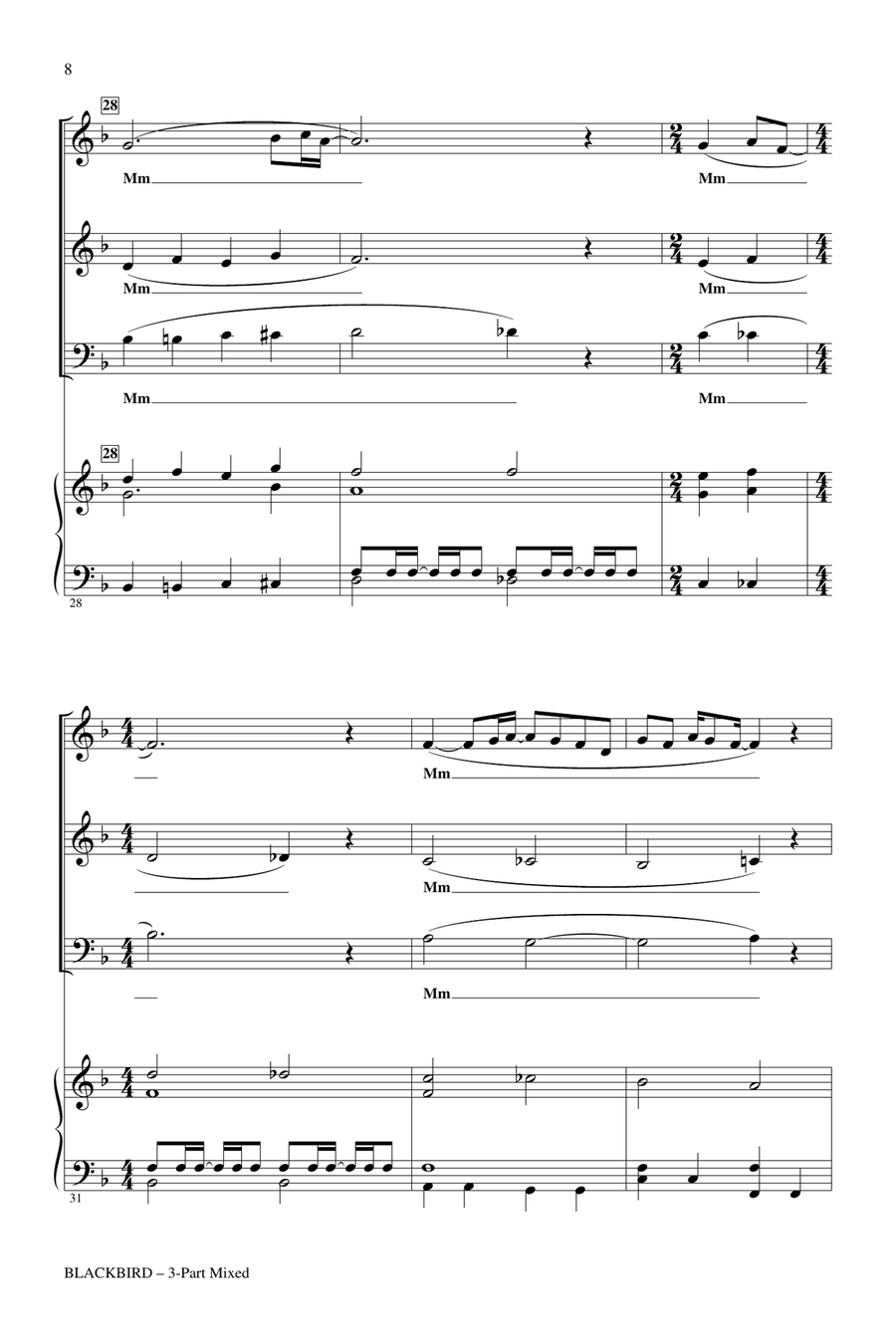 Blackbird (arr. Audrey Snyder) 3-Part scores gallery preview page 6