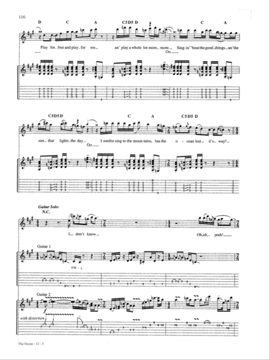 The Ocean Guitar Tablature scores gallery preview page 3