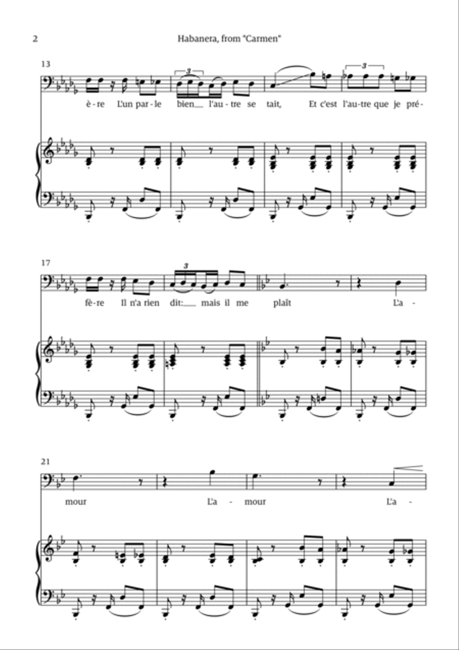 Habanera (for bass - Bb minor/major) Chamber Music scores gallery preview page 2