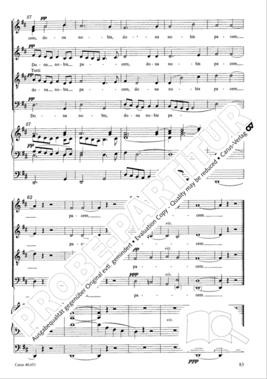 Mass in D Major (Missa in D) 4-Part scores gallery preview page 92