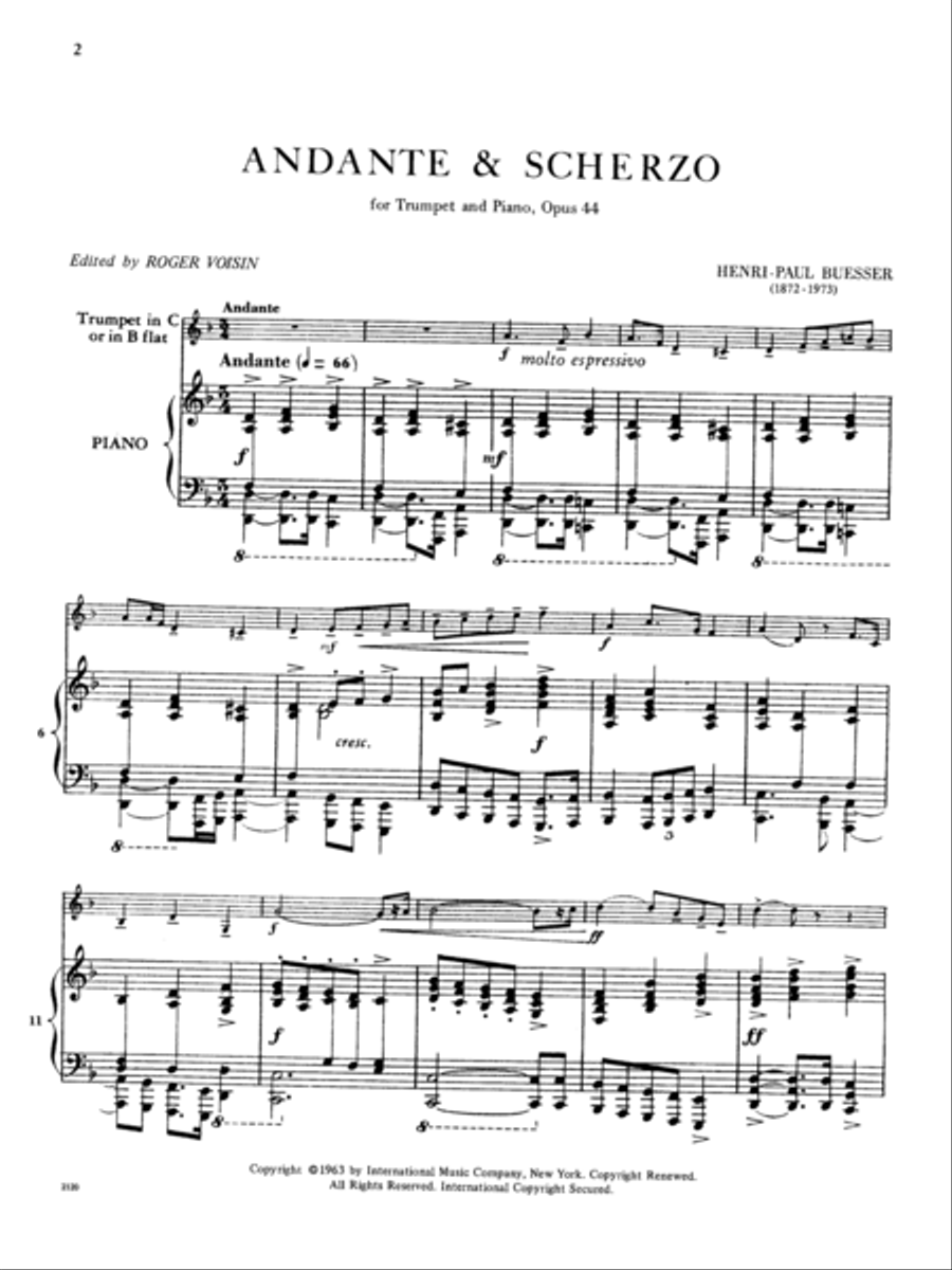 Andante & Scherzo, Opus 44 (Tpt. In B Or C) C Trumpet scores gallery preview page 2