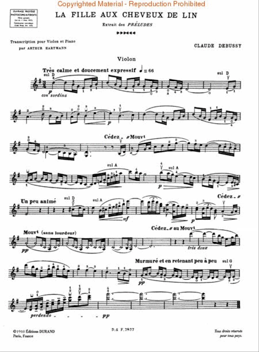 La fille aux cheveux de lin (The Girl with the Flaxen Hair) Violin Solo scores gallery preview page 2