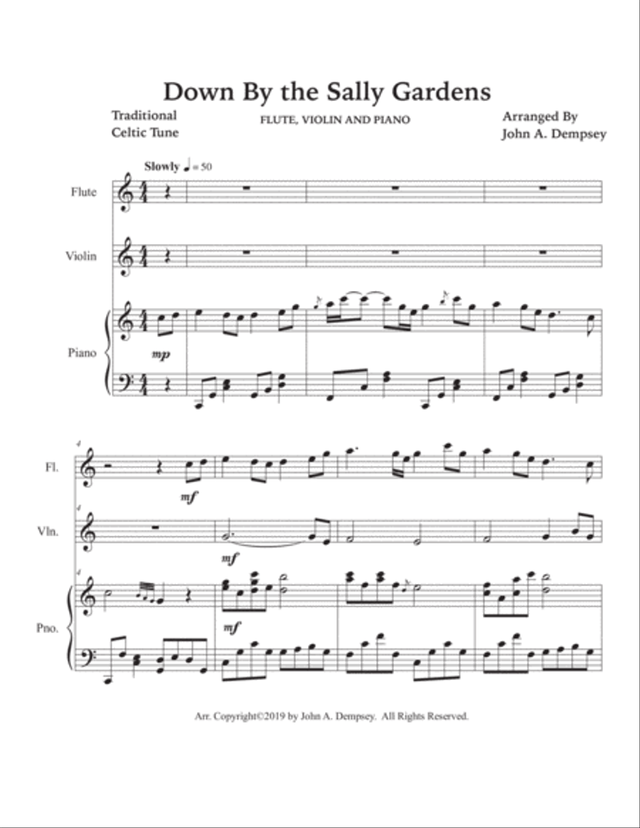 Down By the Sally Gardens (Trio for Flute, Violin and Piano) Flute scores gallery preview page 5