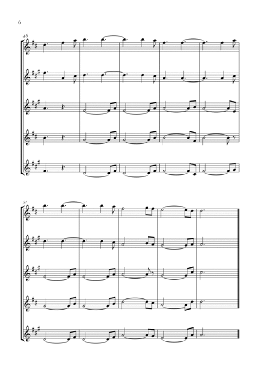 Hallelujah Saxophone Quintet scores gallery preview page 6
