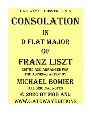 Book cover for Consolation No.3 in Db major for Piano solo of Franz Liszt