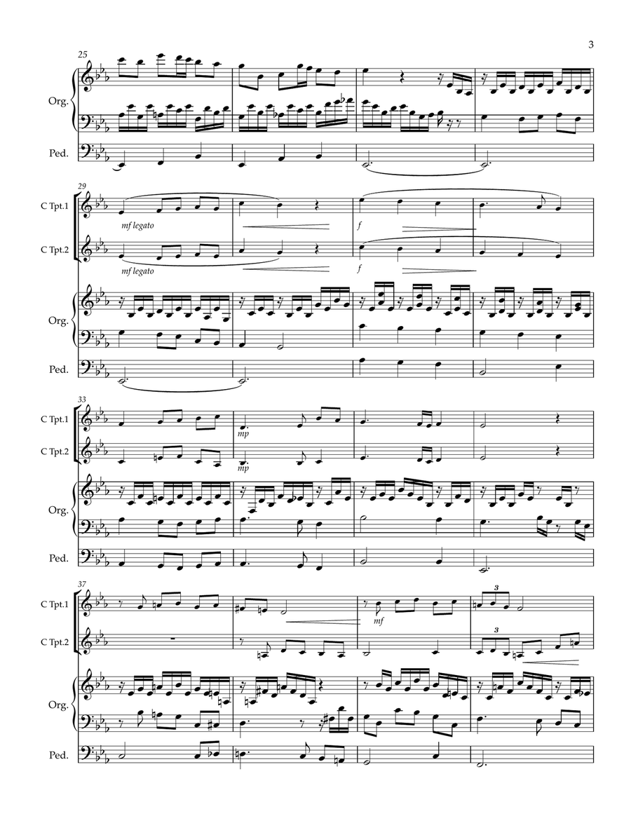 Donaudy Aria in Stile Antico (Luoghi sereni e cari) for One or Two Trumpets and Organ Trumpet Duet scores gallery preview page 4