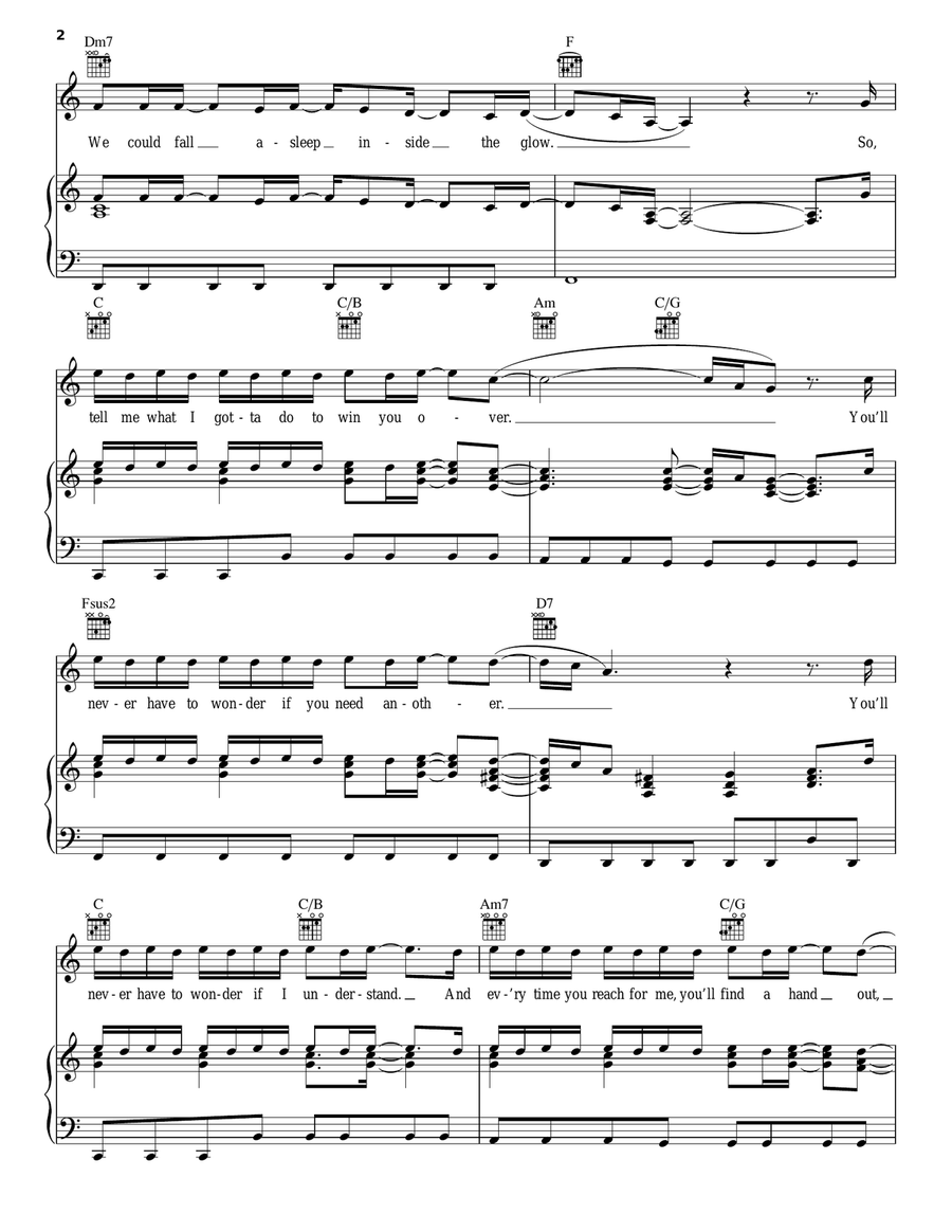 Over Piano, Vocal, Guitar scores gallery preview page 2