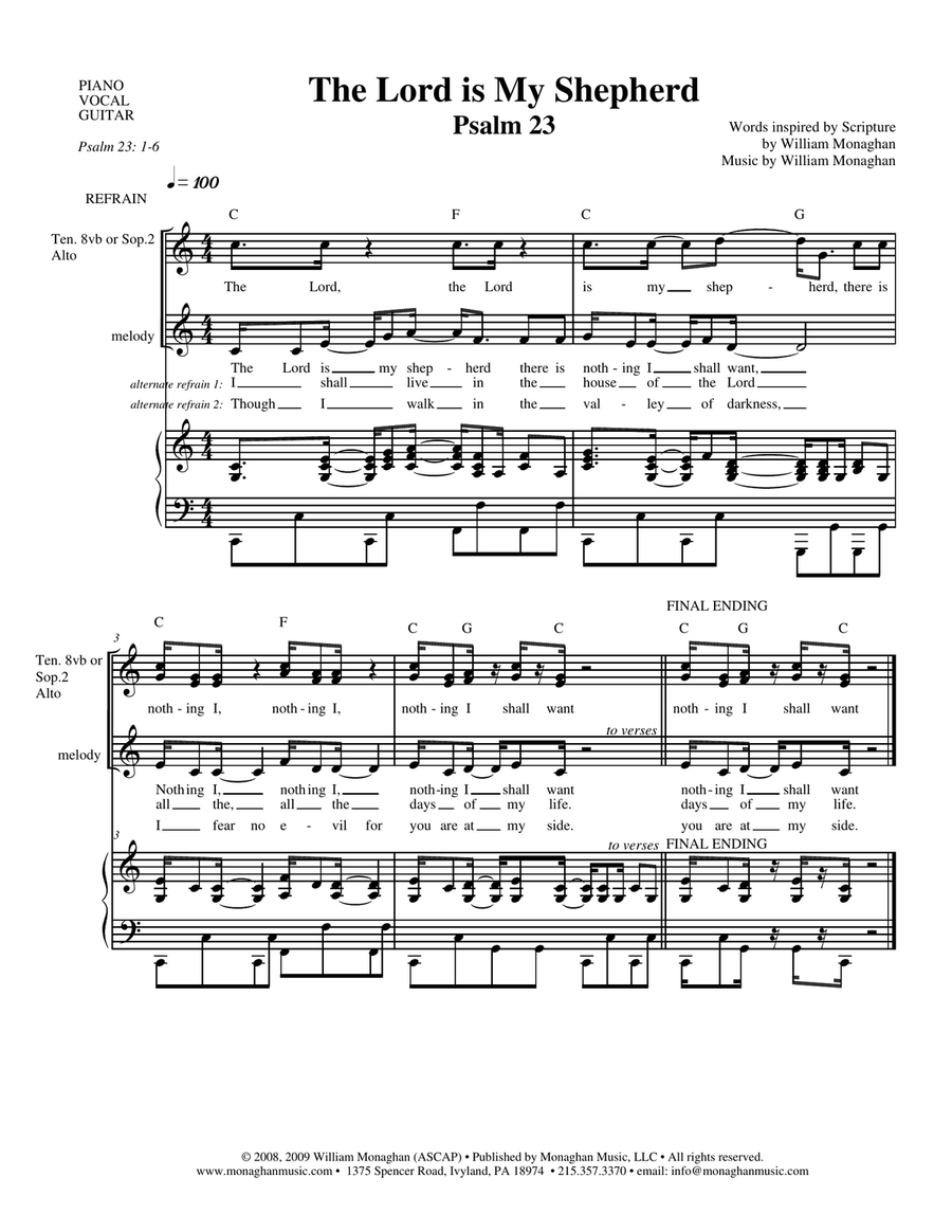 The Lord is My Shepherd (Psalm 23) Small Ensemble scores gallery preview page 1