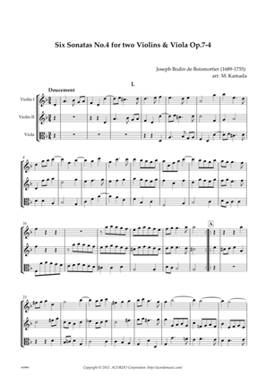 Six Sonatas No.4 for two Violins & Viola Op.7-4