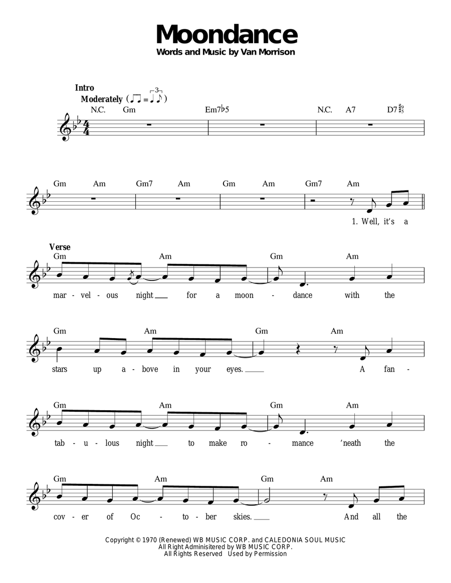 Moondance Guitar scores gallery preview page 1