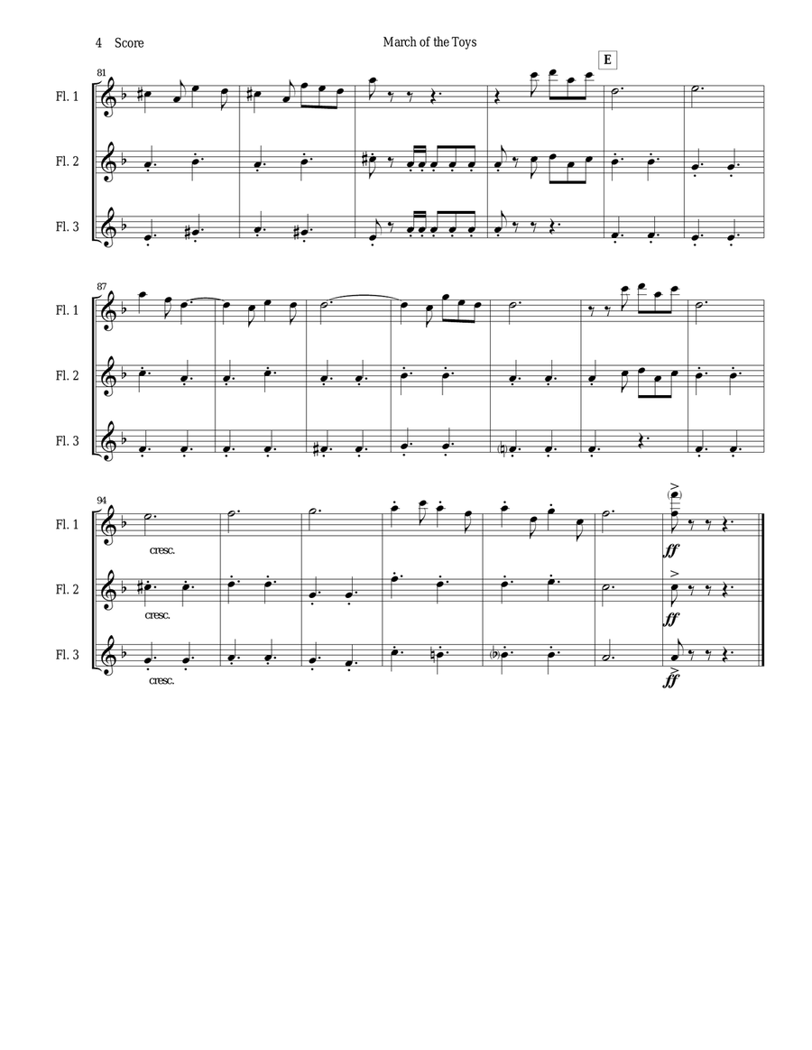 March of the Toys by Victor Herbert set for Flute Trio Flute Solo scores gallery preview page 4