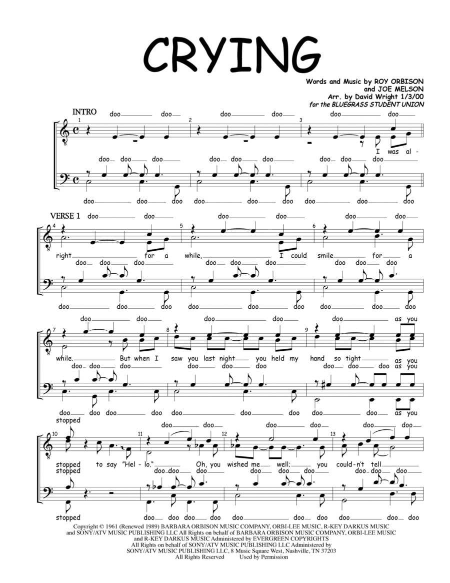 Crying A Cappella scores gallery preview page 1