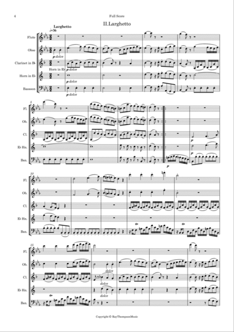 Mozart: Divertimento No.4 from “Five Divertimenti for 3 basset horns” K439b - wind quintet Woodwind Quintet scores gallery preview page 5
