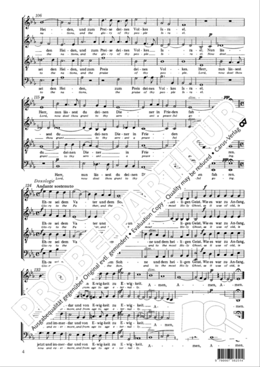 Lord, now lettest thou thy servant depart (Herr, nun lassest du deinen Diener) 4-Part scores gallery preview page 5