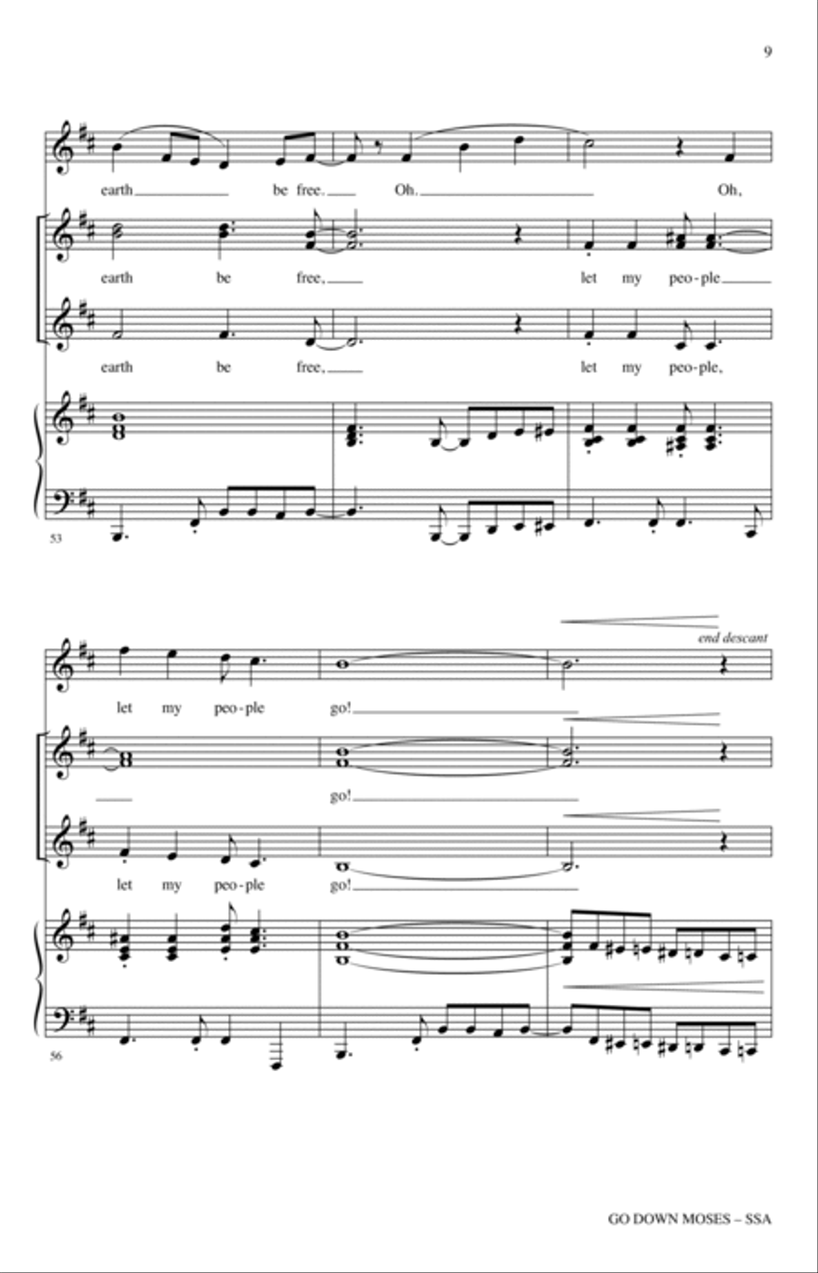 Go Down, Moses (arr. Kirby Shaw) SSA scores gallery preview page 7