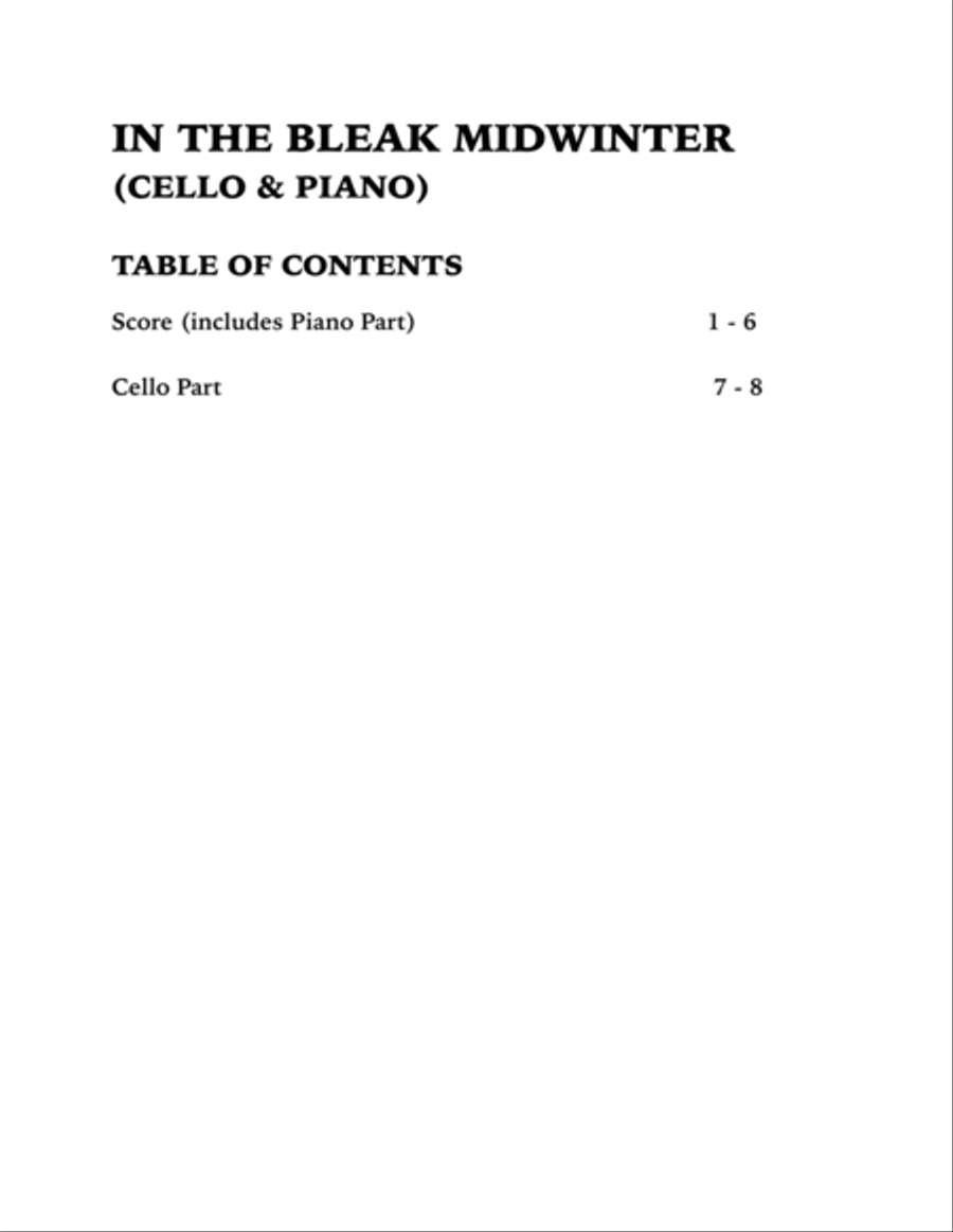 In the Bleak Midwinter (Cello and Piano) Piano scores gallery preview page 4
