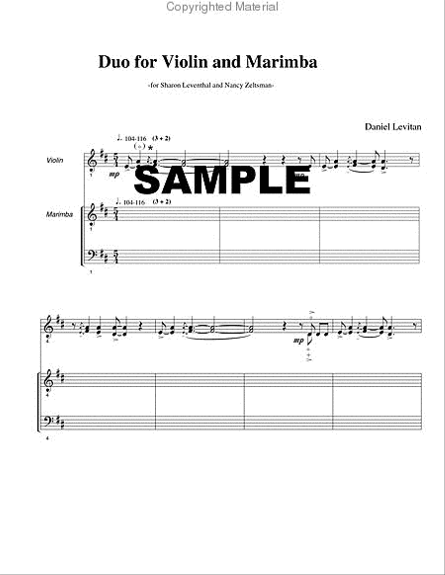 Duo for Violin and Marimba Percussion Ensemble scores gallery preview page 2